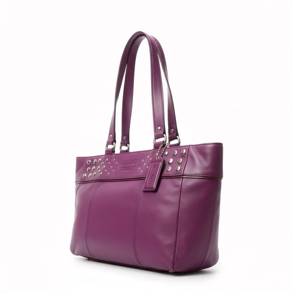 Vintage Coach Eggplant Purple Soft Leather Tote Bag with Original Tag - Picture 4 of 12